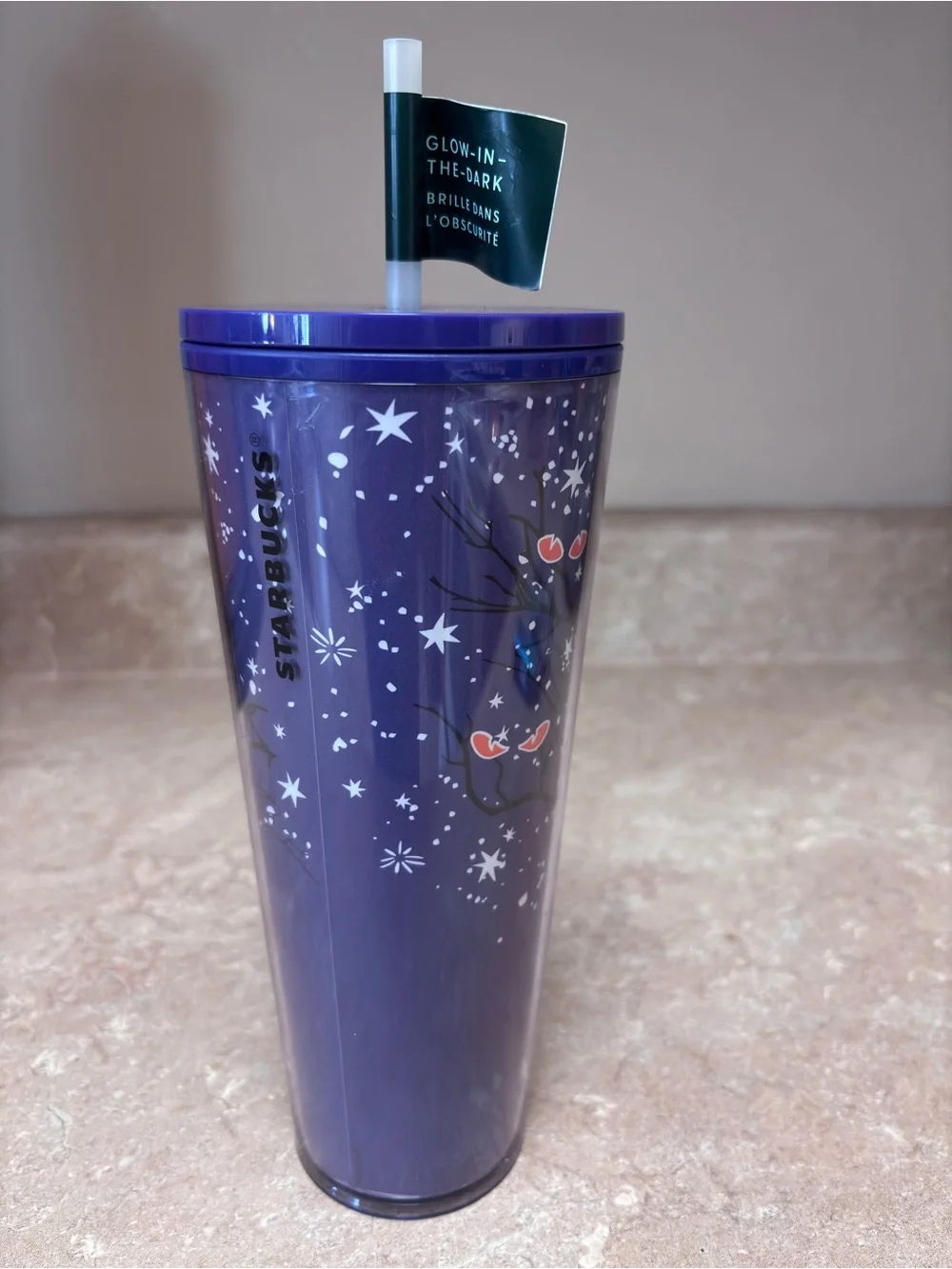 Starbucks Halloween 2022 Cat Eyes Glow-in-the-Dark Tumbler 24oz Purple Venti
